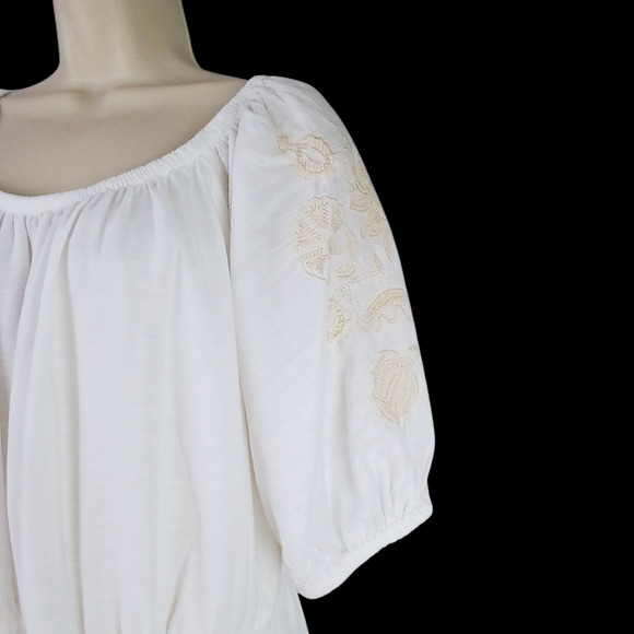 Knox Rose Women's SZ L White Tiered Dress With Shoulder Embroidery NWT - Picture 5 of 9